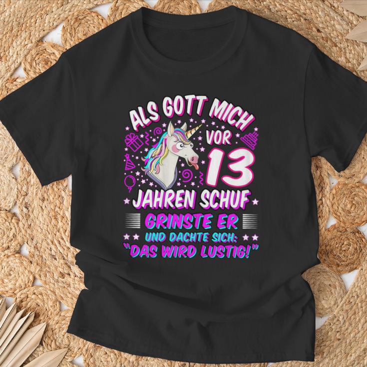 Als Gott Mich Vor 13 Jahen Auf Grinste Er 13Th Birthday T-Shirt Geschenke für alte Männer