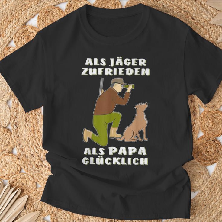 Als Jäger Satisfaction Als Papa Glücklich Hunting Hunter T-Shirt Geschenke für alte Männer