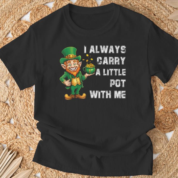 I Always Carry A Little Pot With Me St Patrick T-Shirt Gifts for Old Men