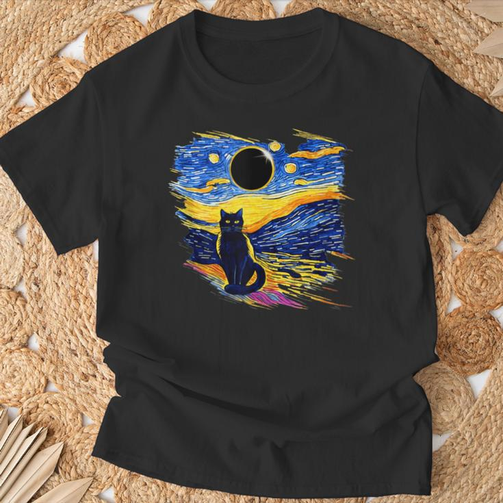 America Totality Solar Eclipse 2024 Starry Night Van Gogh T-Shirt Gifts for Old Men
