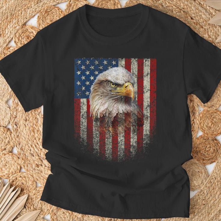 American Flag Bald Eagle Patriotic Red White Blue T-Shirt Gifts for Old Men