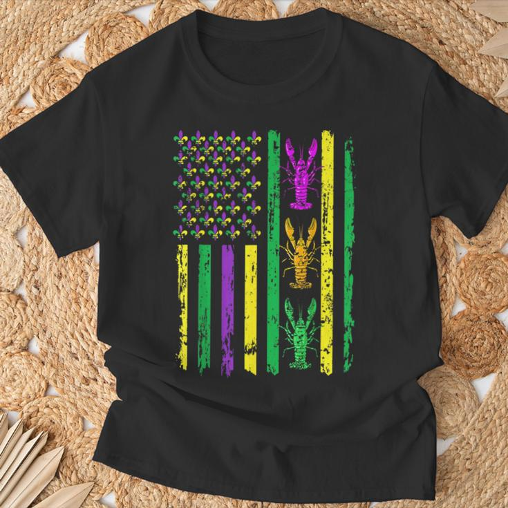 American Flag Mardi Gras Mardi Gras Crawfish Outfit T-Shirt Gifts for Old Men