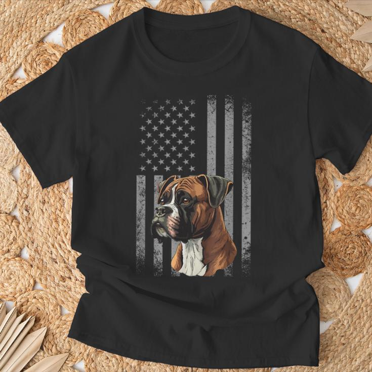 American Flag Usa Patriot Boxer Dog Dad T-Shirt Gifts for Old Men