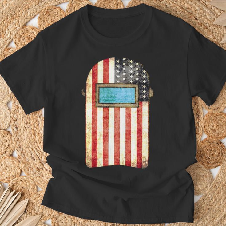 American Welder Us Flag Welding Hood T-Shirt Gifts for Old Men