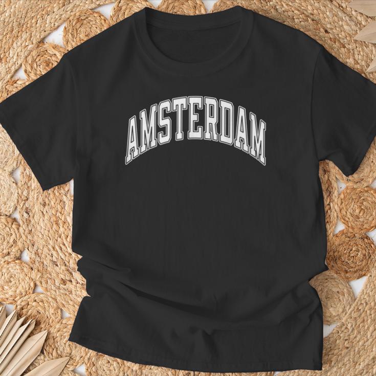 Amsterdam Netherlands Varsity Style Text T-Shirt Geschenke für alte Männer