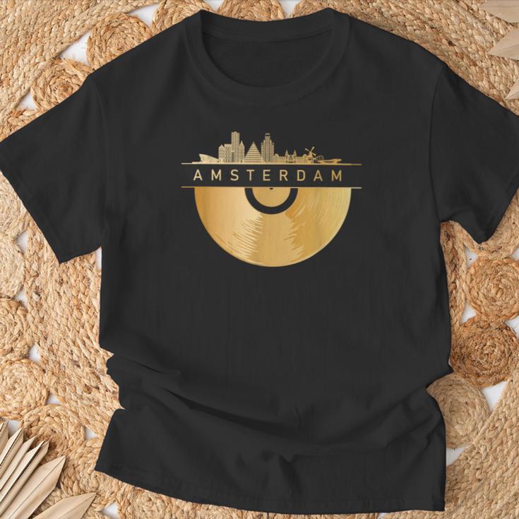 Amsterdam Skyline Musik Schallplatte Djintage Amsterdam T-Shirt Geschenke für alte Männer