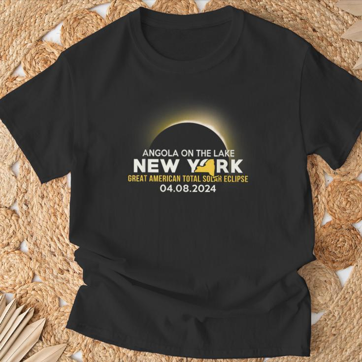 Angola On The Lake Ny New York Total Solar Eclipse 2024 T-Shirt Gifts for Old Men