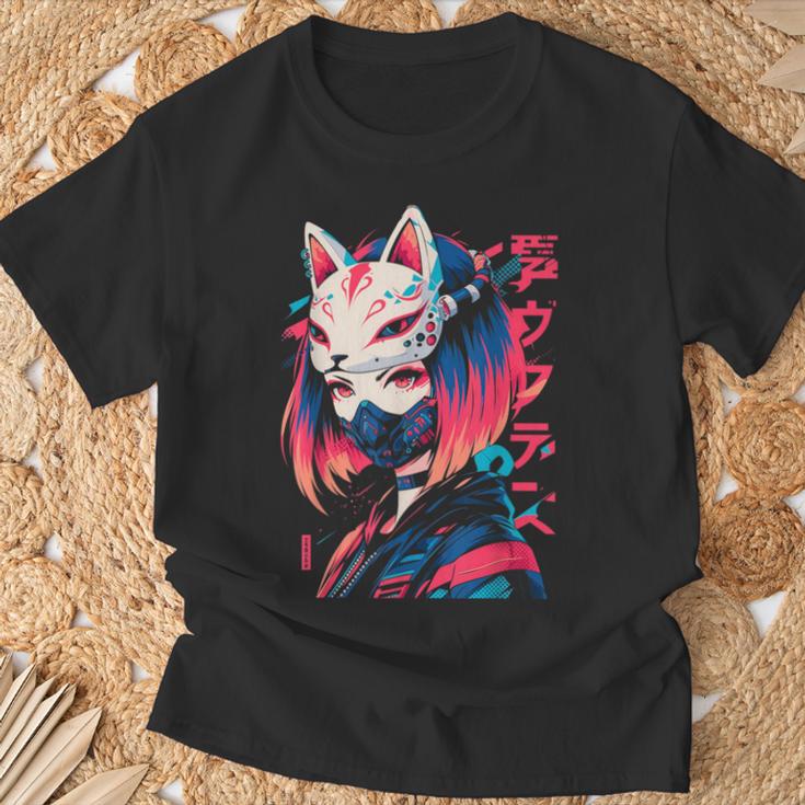 Anime Manga Cyberpunk Aesthetic Techwear Harajuku Kitsune T-Shirt Geschenke für alte Männer