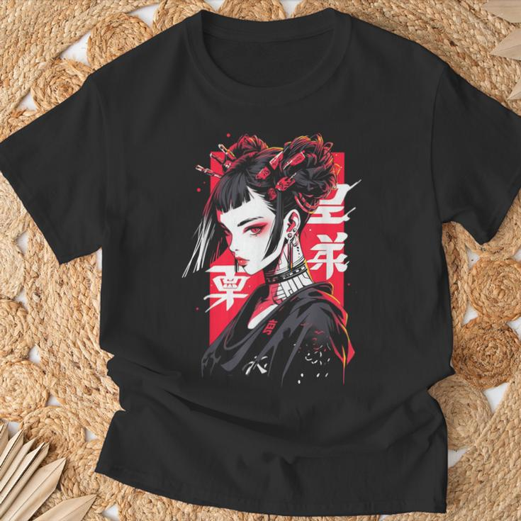 Anime Manga Cyberpunk Aesthetic Techwear Harajuku Punk Black T-Shirt Geschenke für alte Männer