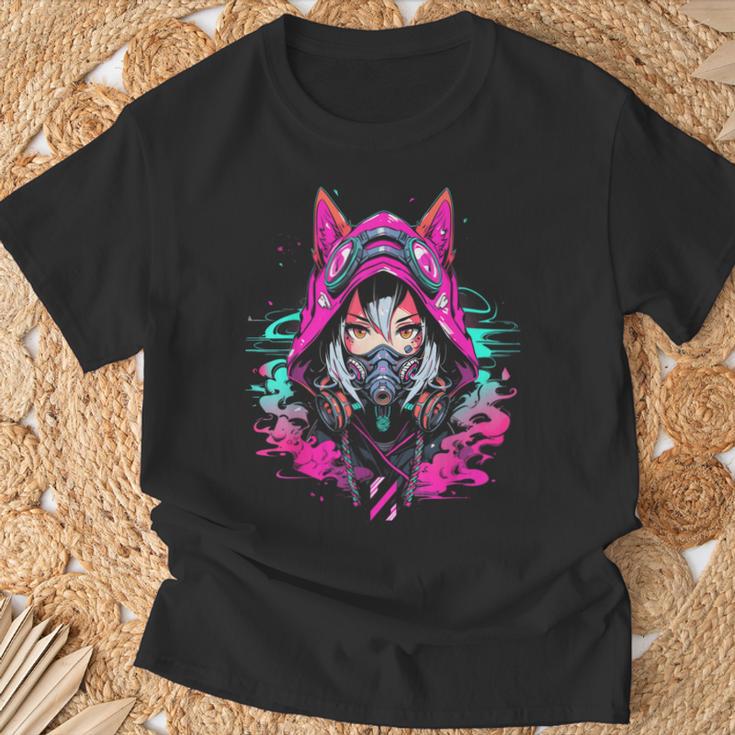 Anime Manga Kitsune Cyberpunk Aesthetic Techwear Harajuku T-Shirt Geschenke für alte Männer