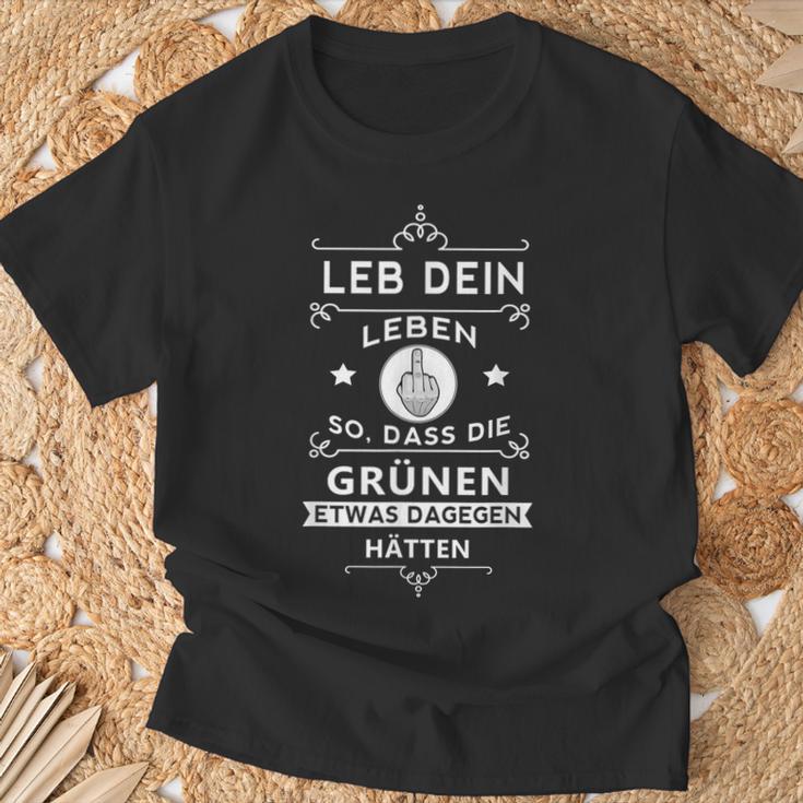 Anti-Grünen Leb Dein Leben So Party Co2 Middle Finger T-Shirt Geschenke für alte Männer