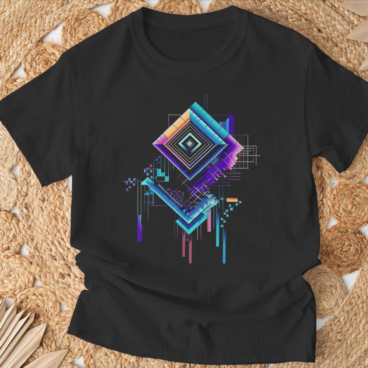 Art Graphic Abstraktes Polygon Architektur Motiv T-Shirt Geschenke für alte Männer