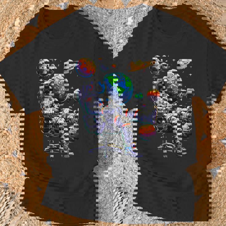 Astronaut Gamer Space Gaming System Planets T-Shirt Gifts for Old Men