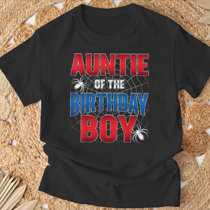 Auntie Of The Birthday Boy Costume Spider Web Birthday Party T-Shirt Gifts for Old Men