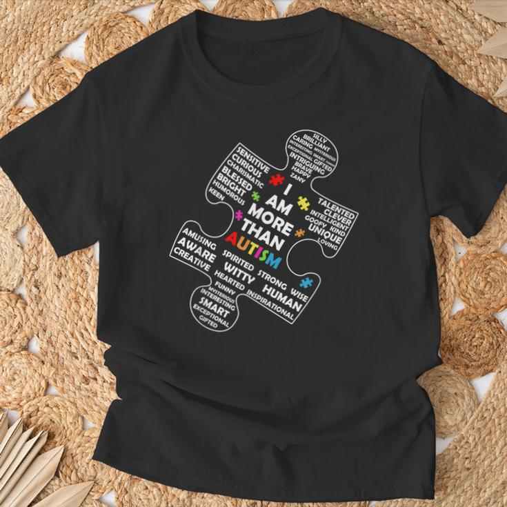 I Am More Than Autism Awareness Asd Puzzle Piece Support T-Shirt Gifts for Old Men