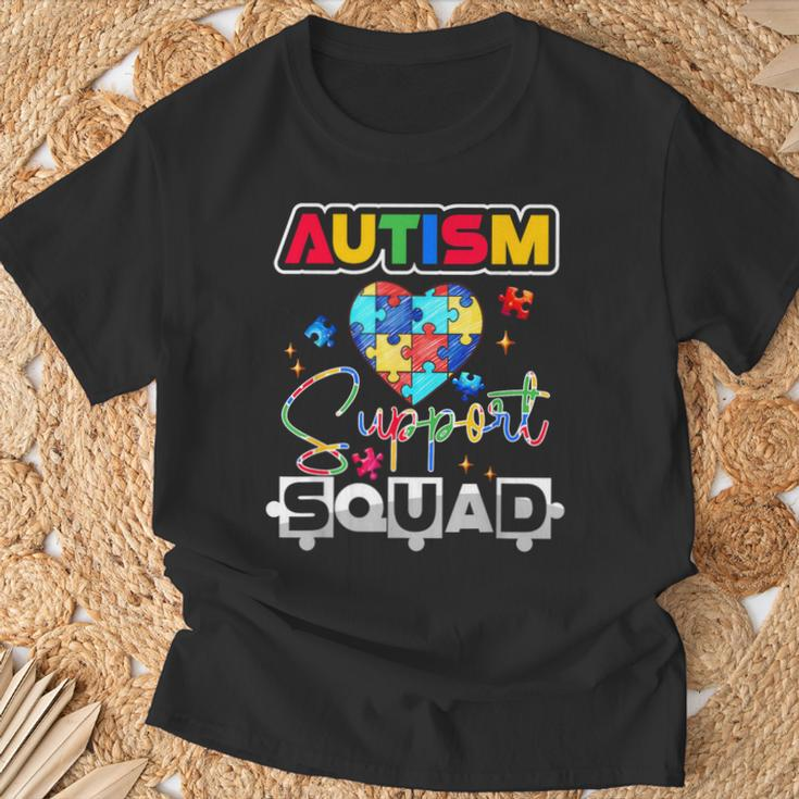 Autism Awareness Autism Squad Support Team Colorful Puzzle T-Shirt Gifts for Old Men