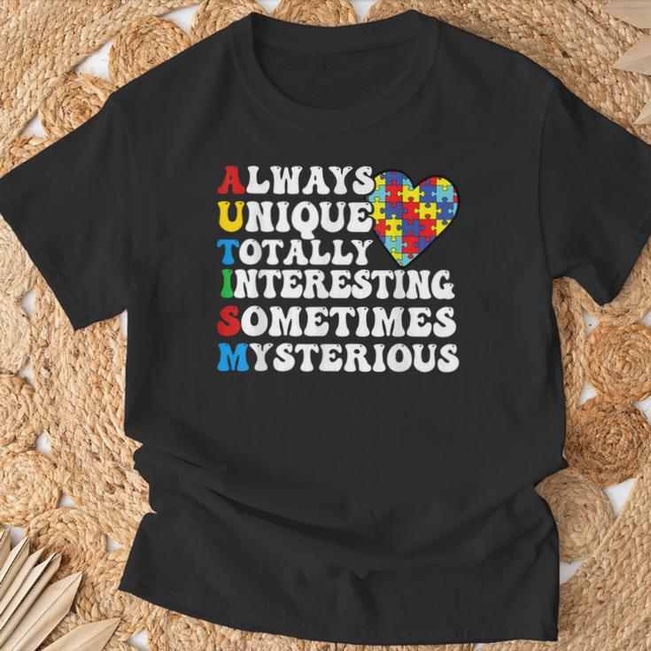 Autism Awareness Support Saying With Puzzle Pieces T-Shirt Gifts for Old Men