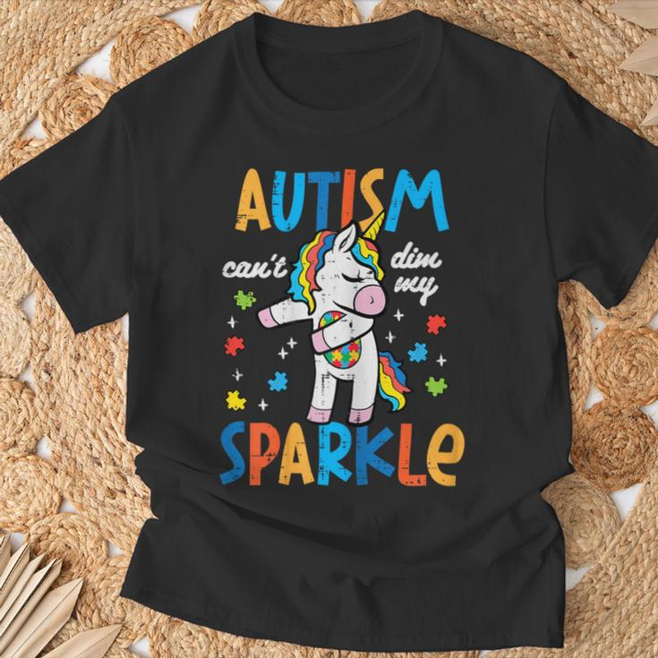 Autism Unicorn Floss Cant Dim My Sparkle Awareness Girls Kid T-Shirt Gifts for Old Men