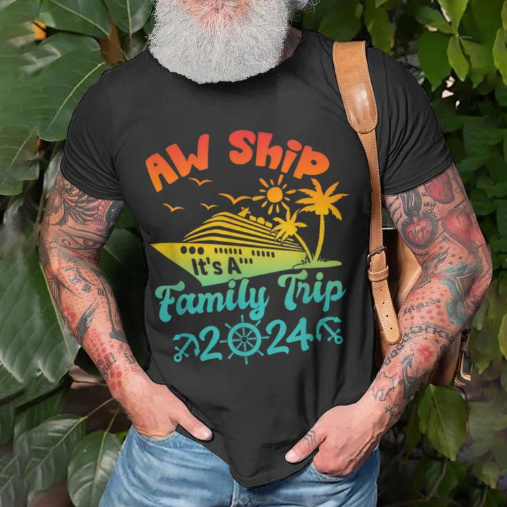 Aw Ship It's A Family Trip Cruise Vacation Beach 2024 T-Shirt Gifts for Old Men