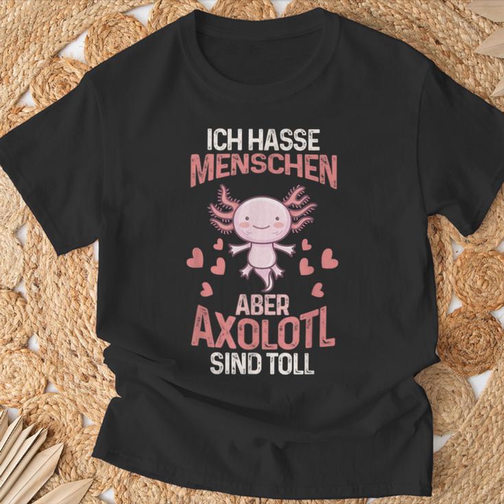 Axolotl Ich Hasse Menschen T-Shirt Geschenke für alte Männer