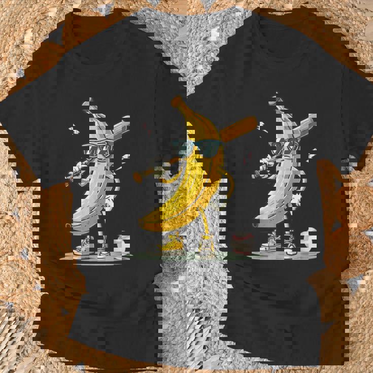 Banana Playing Baseball Baseball Game Lover Humorous T-Shirt Gifts for Old Men