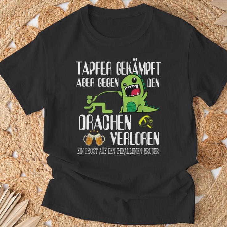 With Bapfer Fighter Dragon Poltern Stag Night Black S T-Shirt Geschenke für alte Männer