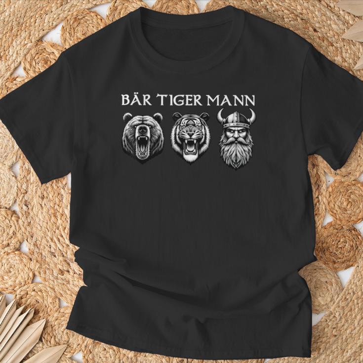 Bärtigermann Alles In Einem Viking Black T-Shirt Geschenke für alte Männer