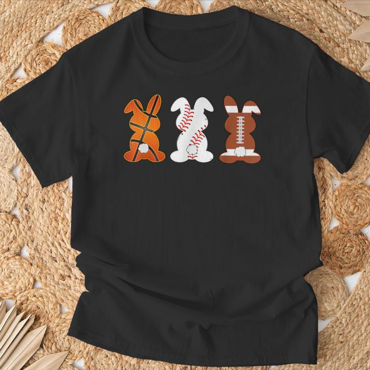 Basketball Baseball Football Sports Easter Bunny Rabbits T-Shirt Gifts for Old Men