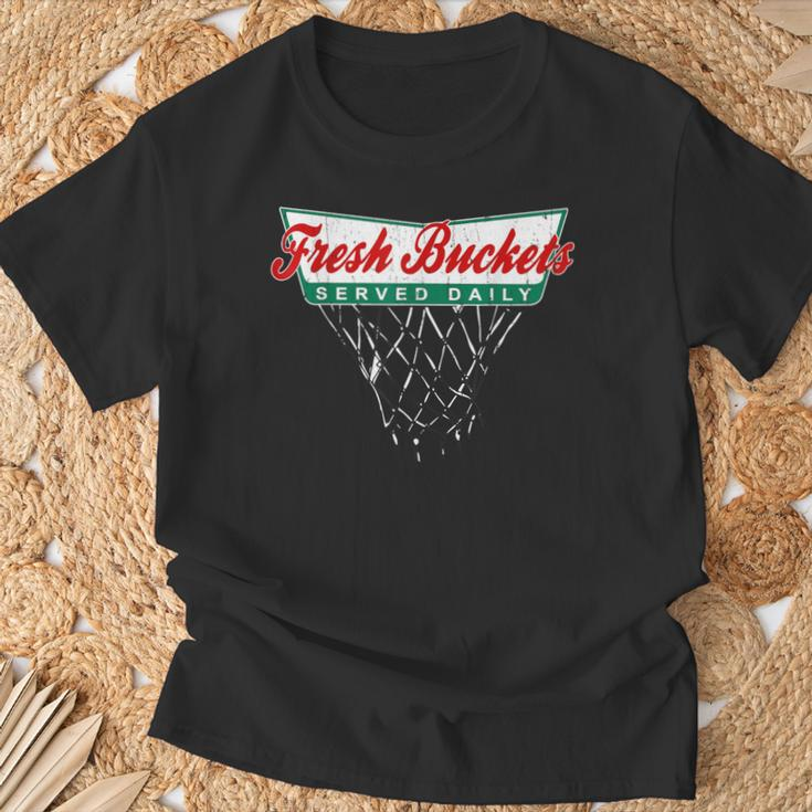 Basketball Player Fresh Buckets Served Daily Bball T-Shirt Gifts for Old Men