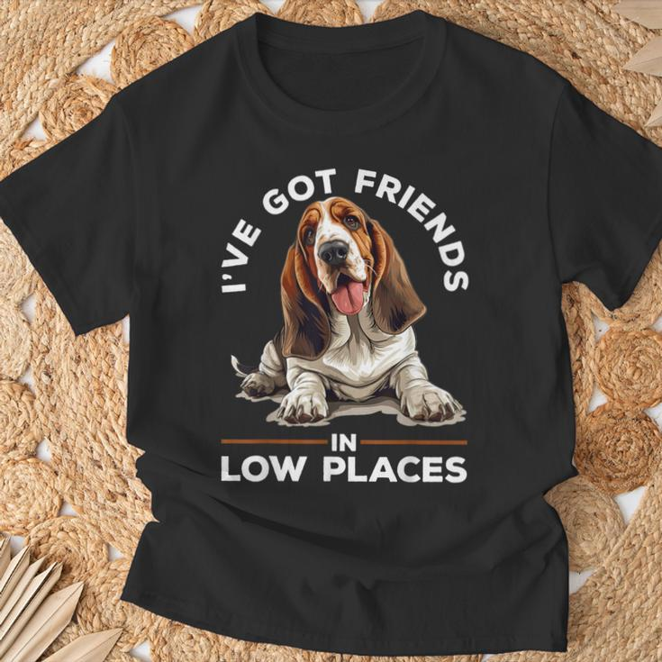 Basset Hound Dog Breed I've Got Friends In Low Places T-Shirt Gifts for Old Men