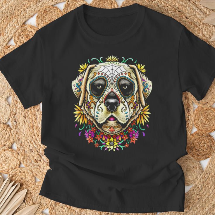 Bdaz Labrador Lab Dog Sugar Skull Day Of The Dead T-Shirt Gifts for Old Men
