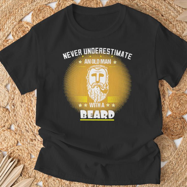 Bearded Grandpa Never Underestimate T-Shirt Gifts for Old Men