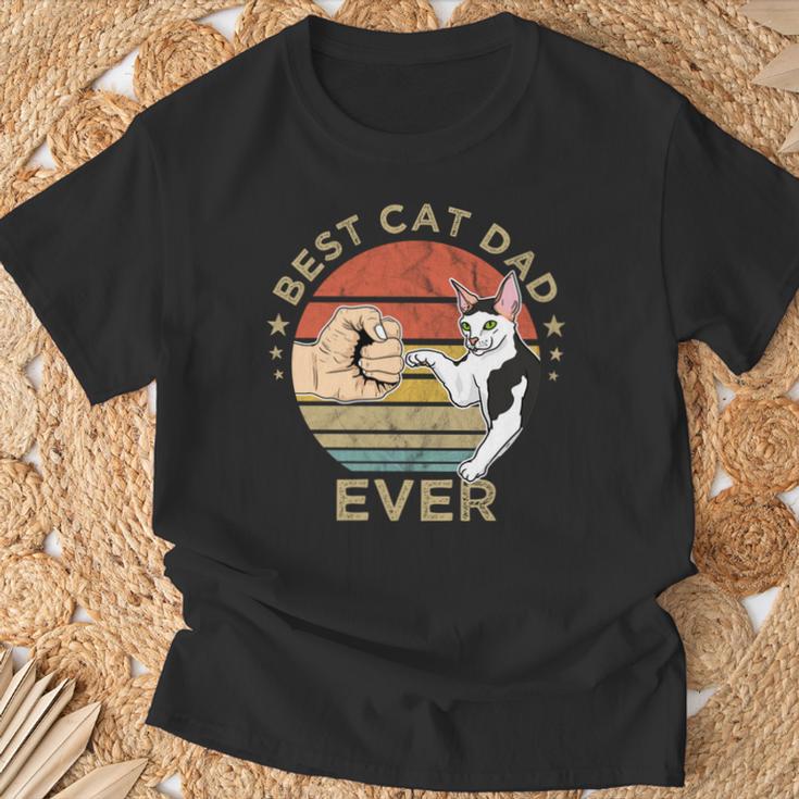 Best Cat Dad Ever Retrointage Katze Katzen Papa Geschenk T-Shirt Geschenke für alte Männer