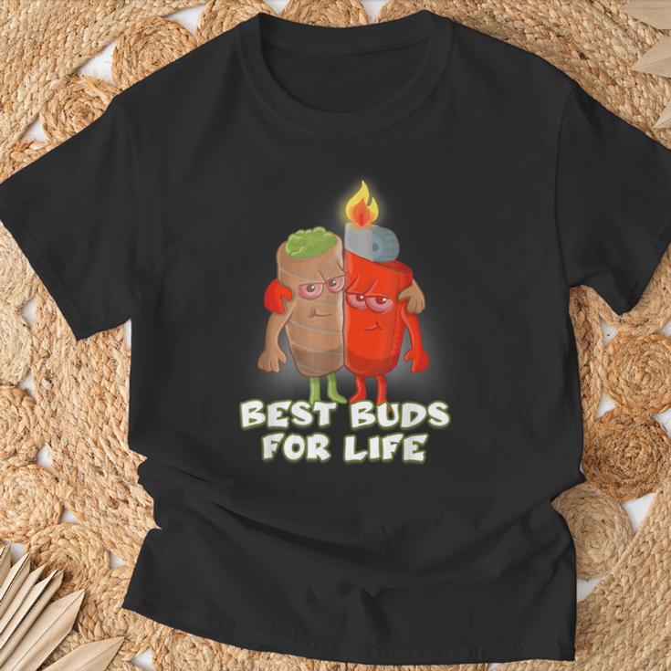 Beste Buds For Life Lighter And Joint Kiffer Kiffen Grass T-Shirt Geschenke für alte Männer