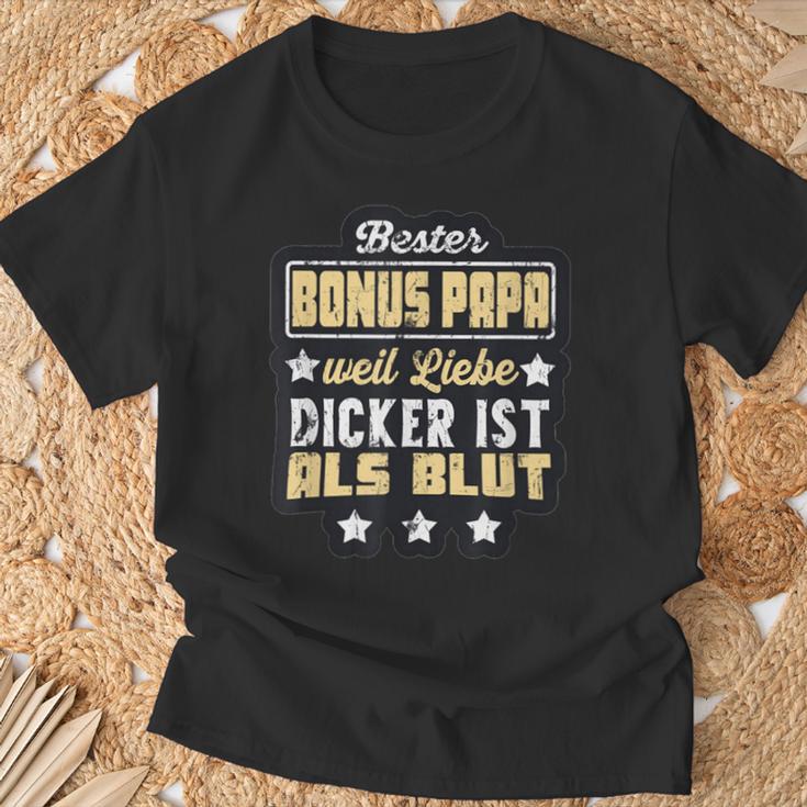 Bester Bonus Papa Weil Liebe Dickist Als Blut T-Shirt Geschenke für alte Männer