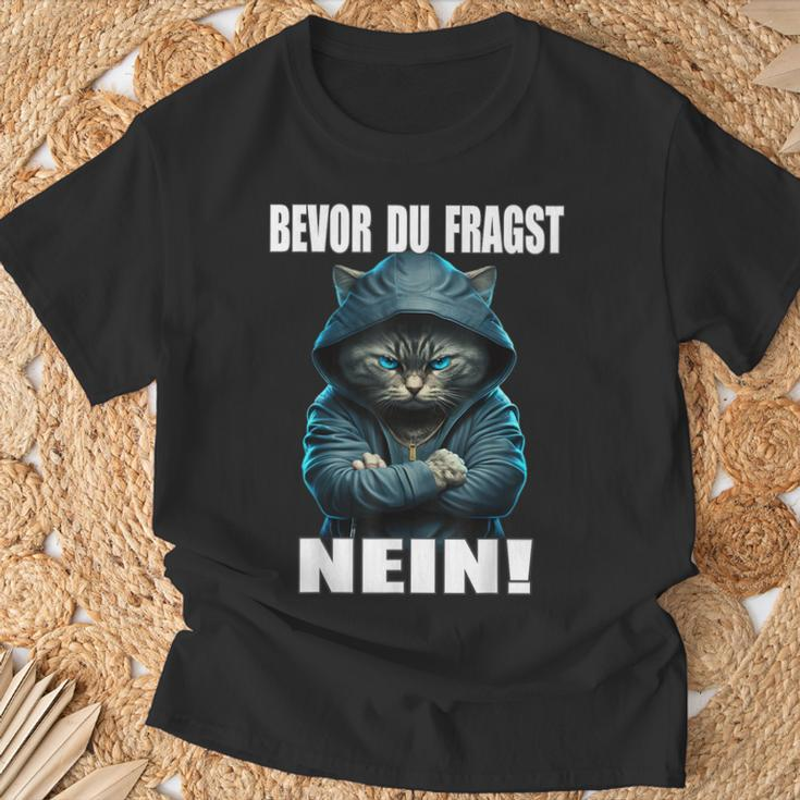 Bevor Du Fragst Nein Provokante Ironie Cat T-Shirt Geschenke für alte Männer