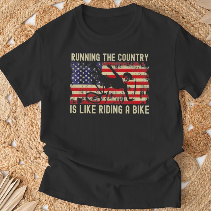 Biden Bike Bicycle Running The Country Is Like Riding A Bike T-Shirt Gifts for Old Men