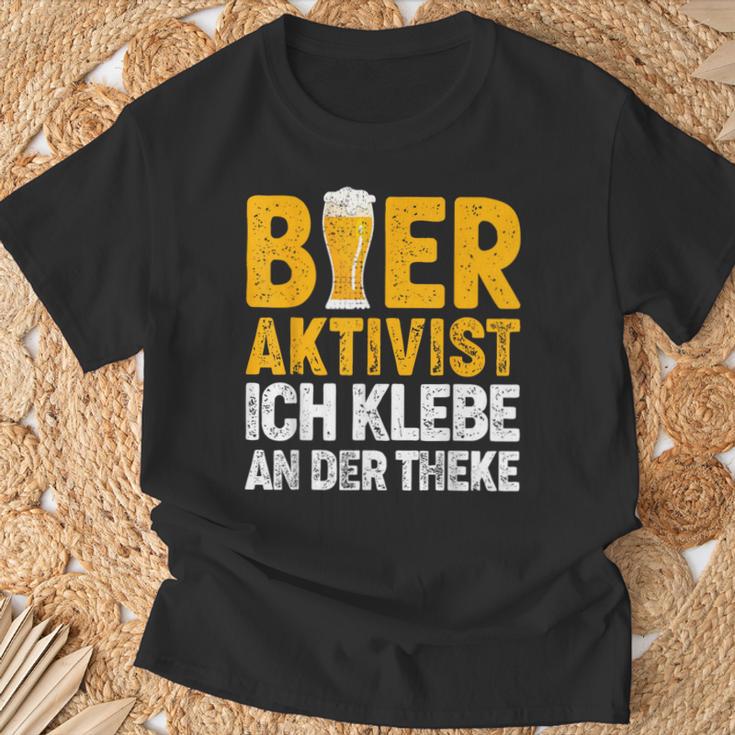 Bier-Aktivist Schwarzes T-Shirt, Ich Klebe An Der Theke Lustiges Biertrinker-Design Geschenke für alte Männer