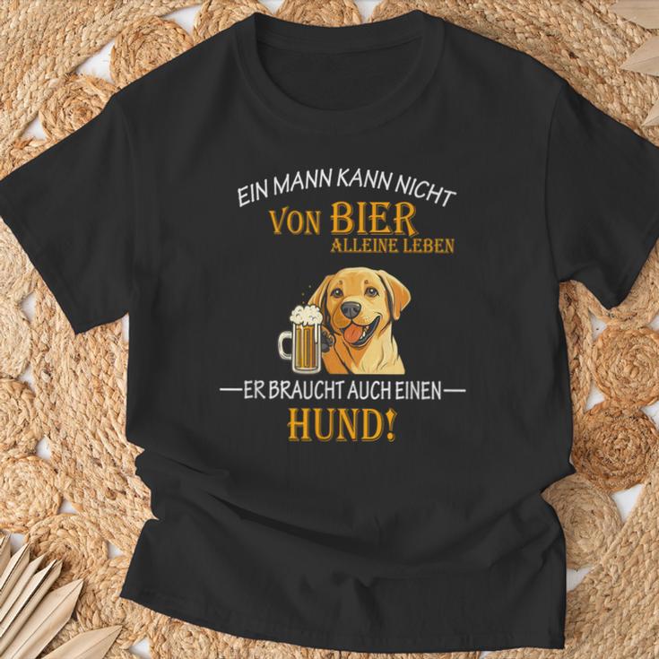 Bier Und Coole Hunde Lustiger Spruch Papa Labrador Gassi T-Shirt Geschenke für alte Männer