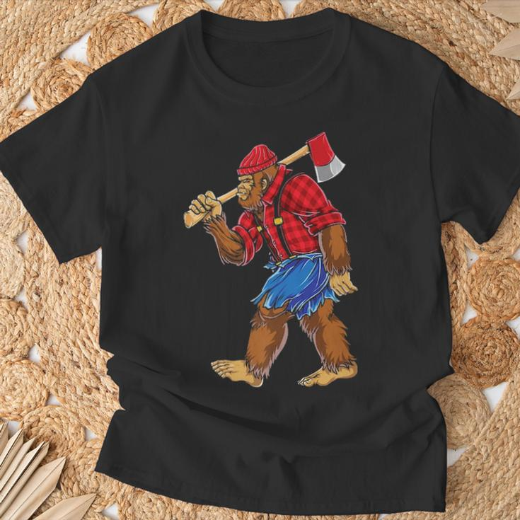 Bigfoot Lumberjack Sasquatch Carpenter Men Dad Boys T-Shirt Gifts for Old Men