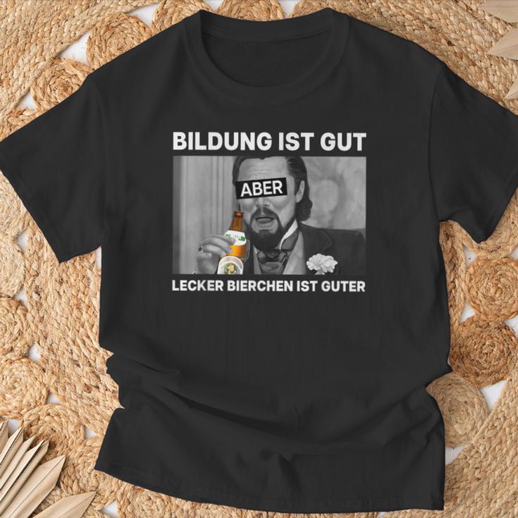 Bildung Ist Gut X Lecker Bierchen T-Shirt Geschenke für alte Männer