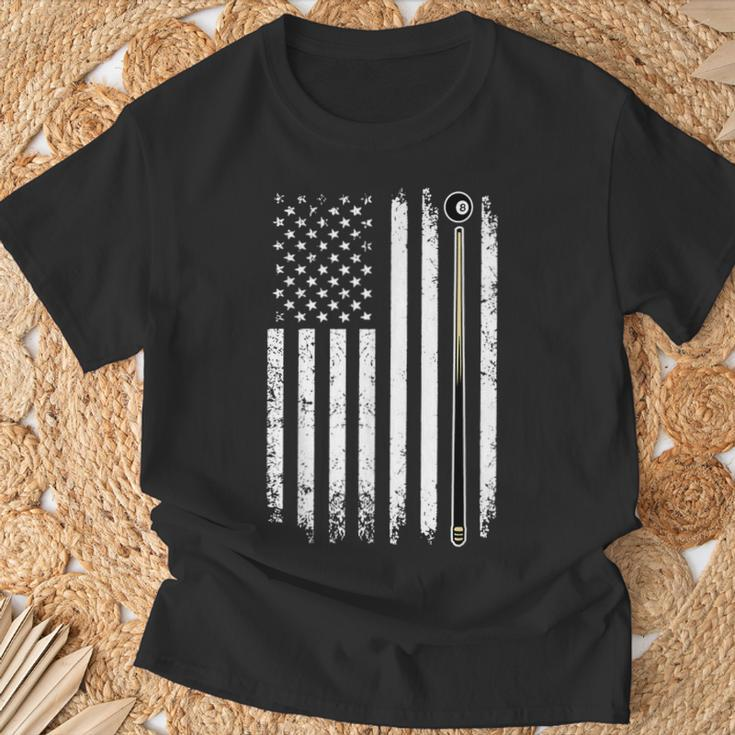 Billiards Pool Player Table Usa Us Vintage American Flag T-Shirt Gifts for Old Men