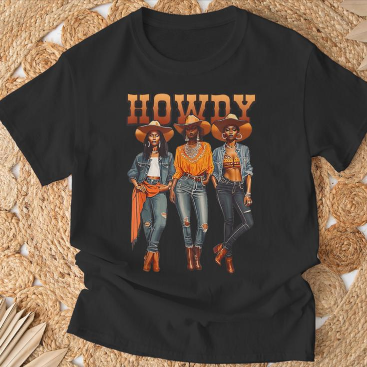 Black Cowgirl Western Rodeo Melanin History Texas Howdy T-Shirt Gifts for Old Men