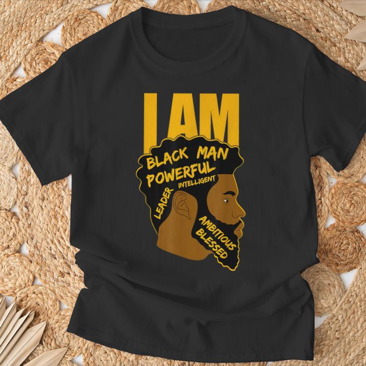 I Am Black King Powerful Leader Black History Month Dad Boys T-Shirt Gifts for Old Men