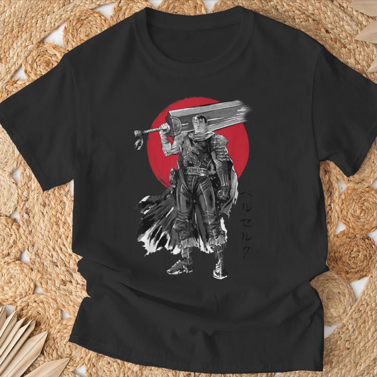 Black Swordsman Sumi E T-Shirt Gifts for Old Men