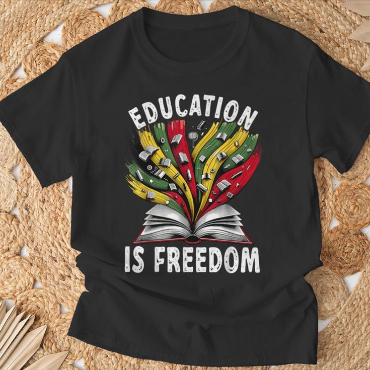 Black History Education Is Freedom Books Black History T-Shirt Gifts for Old Men