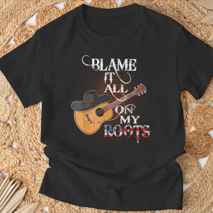 Blame It All On My Roots Country Music Lover T-Shirt Gifts for Old Men