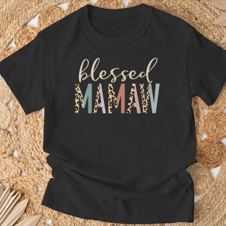 Blessed Mamaw Cute Leopard Print T-Shirt Gifts for Old Men