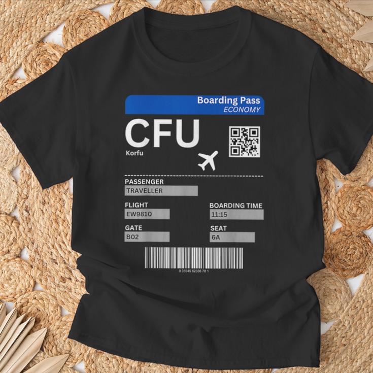 Boarding Pass Korfu Cfu Flugticket Griechenland Korfu T-Shirt Geschenke für alte Männer