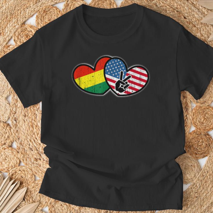 Bolivian American Heart And National Flags T-Shirt Gifts for Old Men